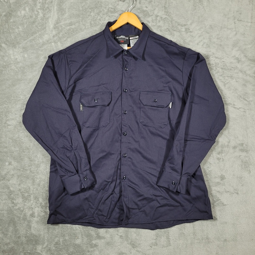 Steelguard Shirt Mens 2XLR Navy Essentials FR Flame Resistant Work Westex CAT 2